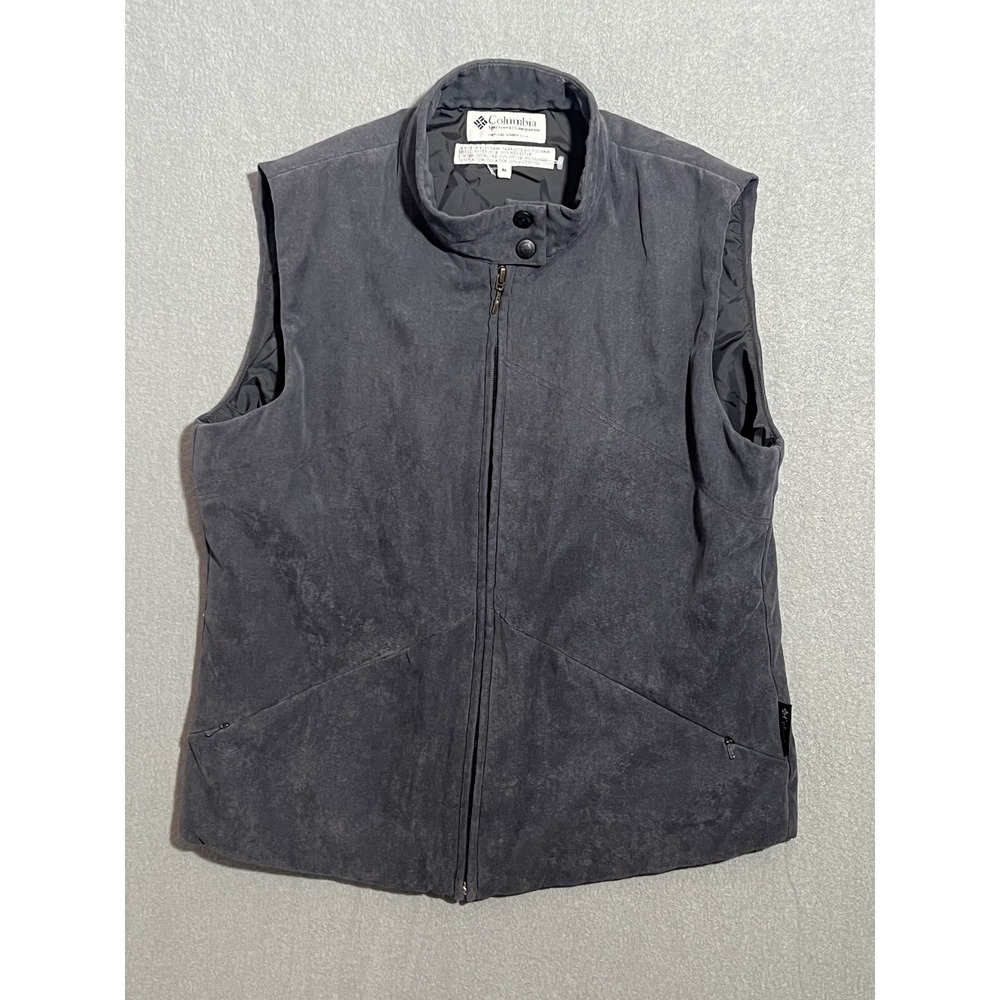 Columbia Men's M Medium Charcoal Gray Full Zip Insulated Vest Jacket Outdoor